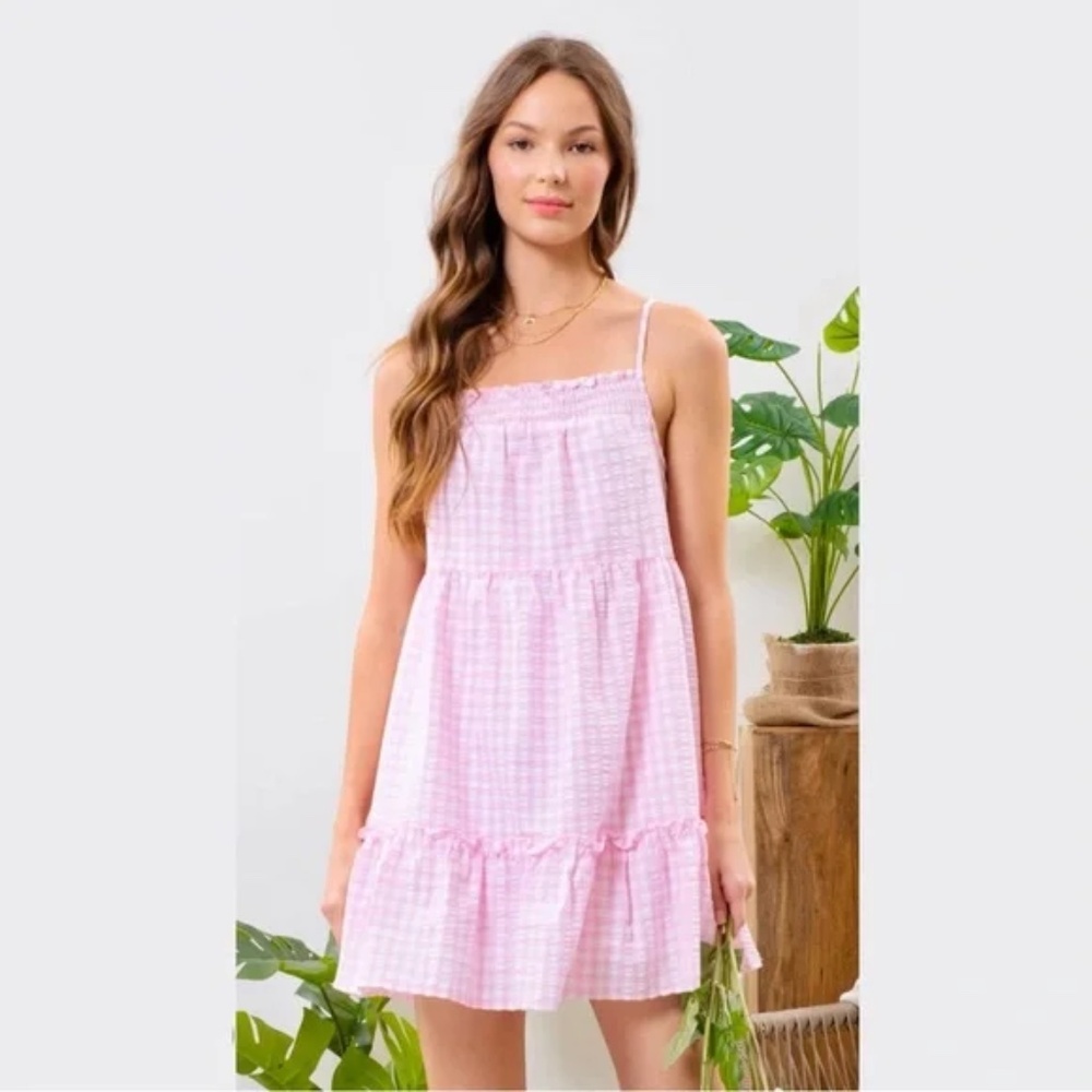 Pink Gingham Summer Dress